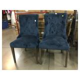 2 Blue chairs w/studded accents, 36in tall
