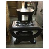 Round side table and stool w/studded accents,