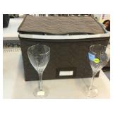 12 glass wine glasses in fabric case.