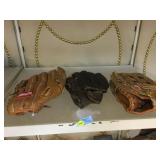 3 Baseball Gloves. Rawlings,Regent, and Vintage