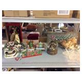 Assorted Christmas Holiday Decorative Items. Snow