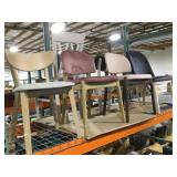 4 assorted side chairs with backs.