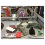 Desk Art, terrarium rocks/hides, playing cards
