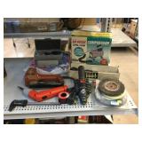 Air Brush Compressor, and Assorted Hand Tools.