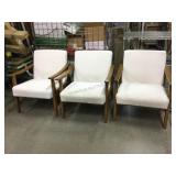 3 accent matching armchairs, white and brown,