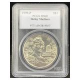 1999-p Dolley Madison Silver Dollar, Pcgs Ms69