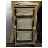 Rolling tower rack w/3 cloth baskets and cover,