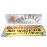 2 Wall signs, Warning & Fireball, 8x24