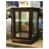 Hall cabinet w/mirror back and glass shelf, 28in