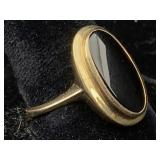 10k Gold Ring W/black Onyx, Tw 3.7g, Sz 6.5