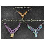 Silver-plated Gemstones Necklaces, Sz 18in Long