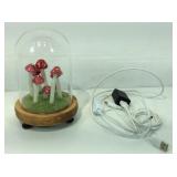 LED Mushroom Glass Dome Lamp 7in H