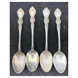 Vtg Sterling Silver 4 Spoons, Tw 123g By Century