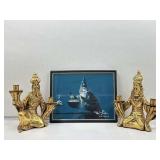 Pair Wizard Candle Holders Resin (One Toe To