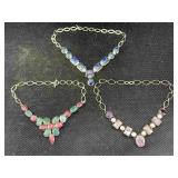 Silver-plated Gemstones Necklaces, Sz 18in Long
