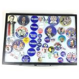 Reagan, Bush button pin collection, glass covered