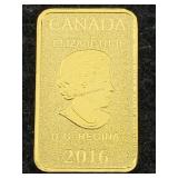 1/10 Oz 9999 Fine Gold Bar - Canada Elizabeth 2