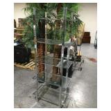 Chrome metal rack w/4 glass shelves, 31x17x79in