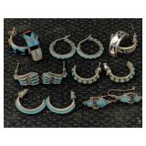7 Sets Of Sterling Earring W/turquoise, Coral,