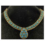 Sterling Necklace W/turquoise, Tw 51.3g, Sz 16in