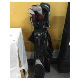 Wilson gold bag w/clubs & cover, see photos for