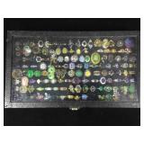 Jewelry Display Case W/123 Rings, Semi-precious