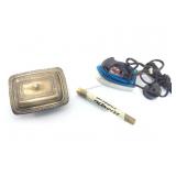 Vtg travel iron, Soviet Union, thermometer &