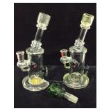 2 Killa Glass 9in Water Pipes (One Broken Base) &