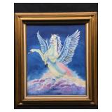 George Rizzo Signed Pegasus Painting On Canvas