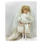 Vtg Wedding doll, porcelain 16 in tall