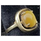 10k Gold Ring W/gold Star Sapphire, Tw 3.5g, Sz 6