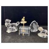 Asstd figures, Lenox cat & bird, flag paperweight