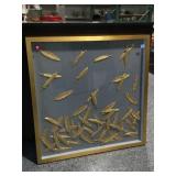 Fallon feather Art shadow box, 40x40in