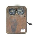 Vtg telephone in wooden box