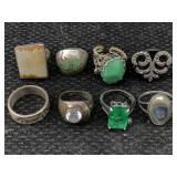 Sterling Silver Rings, Some W/stones, Tw 45.3g,