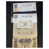 2 Bull Head Bank Notes $400 & $100, 2 German Bills