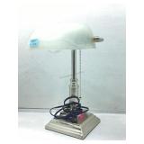 Frosted White Glass Shade Bankers Desk Lamp.