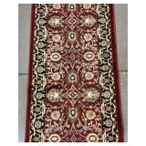Red pattern runner rug, 25ft x 2.2ft, both ends