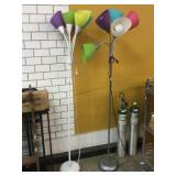 2 Metal floor lamps w/5 lamps, multicolor plastic
