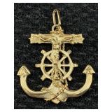 14k Gold Anchor X Crucifix Jesus, Tw 5.8g, Sz 1ï¿½in