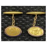 Vtg 18k Gold Cufflinks, Tw 2.3g, "rm"