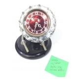 Kayak mechanical desk clock, faceted Crystal case