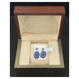 Nib Kalifano Sterling Silver Pave Stones Earrings,