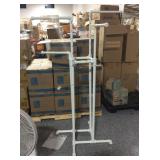 White metal industrial clothing rack w/4 ends