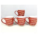 4 Las Vegas coffee mugs, red