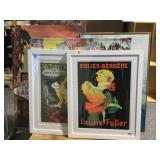 Cart of framed artwork incl. posters, Las Vegas
