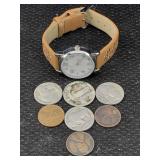 Old U.s. Coins & Watch