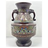 Japanese Cloisonnï¿½ & Metal Urn/Vase 15in H