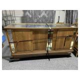 6.5ft Long Vtg Oak Showcase with Glass Shelves -