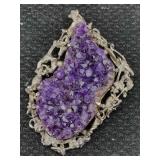 Sterling Silver Amethyst Geode Pendant, Tw 55.2g,